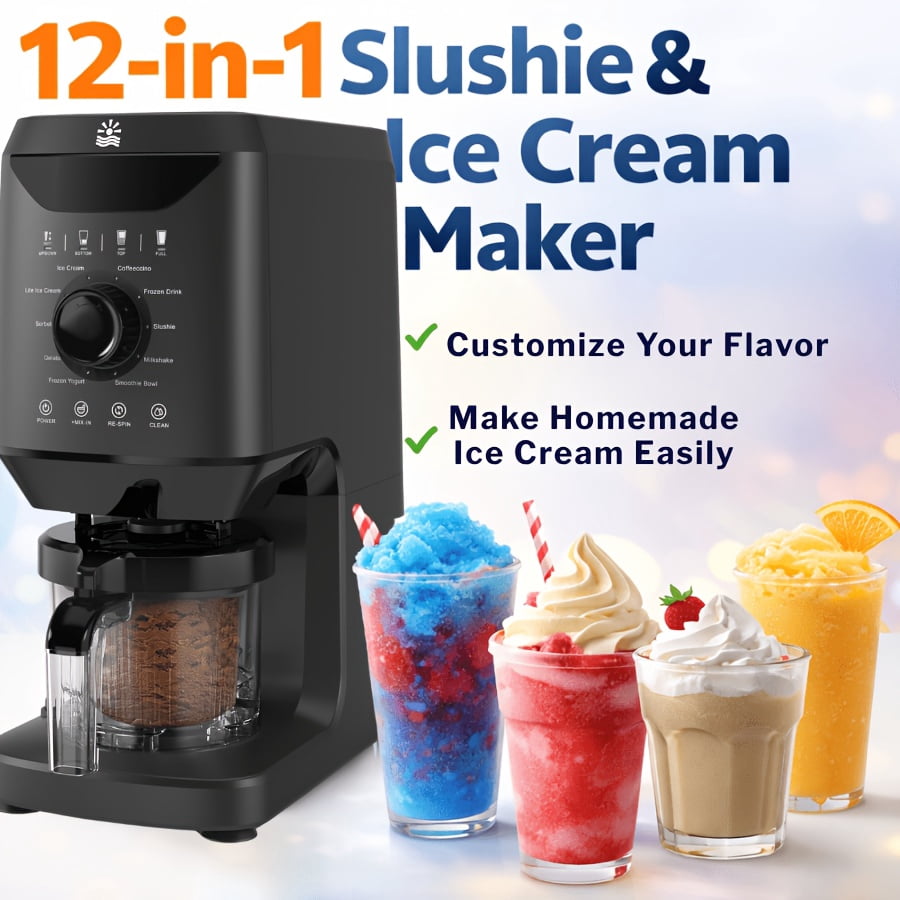 12 In 1 Automatic Ice Cream Slushie Machine Self Cleaning Frozen Dessert Maker 12 Presets For Gelato Sorbet Milkshakes Smoothie Bowl Homemade Dessert Party Use