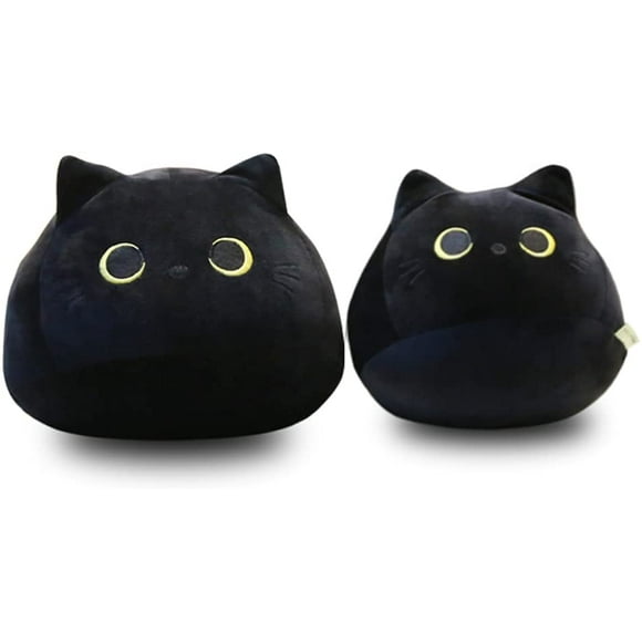 Jouets en Peluche Chat Noir, Animaux en Peluche Chat, Coussins Mignons, Peluche en Coton, Cadeaux Kawaii pour Enfants, Décorations de Voiture et de Maison (Chat Noir, 16 Pouces)