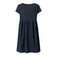thumbnail image 4 of Women Cotton and Linen Round Neck A Line Dress Plus Size Loose Comfortable Daily Wear, 4 of 4