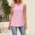 thumbnail image 5 of KDDYLITQ Tank Tops for Women Pleated Sleeveless Shirts V Neck Casual Tshirts Trendy Spring Cute Blouses Pink M, 5 of 6