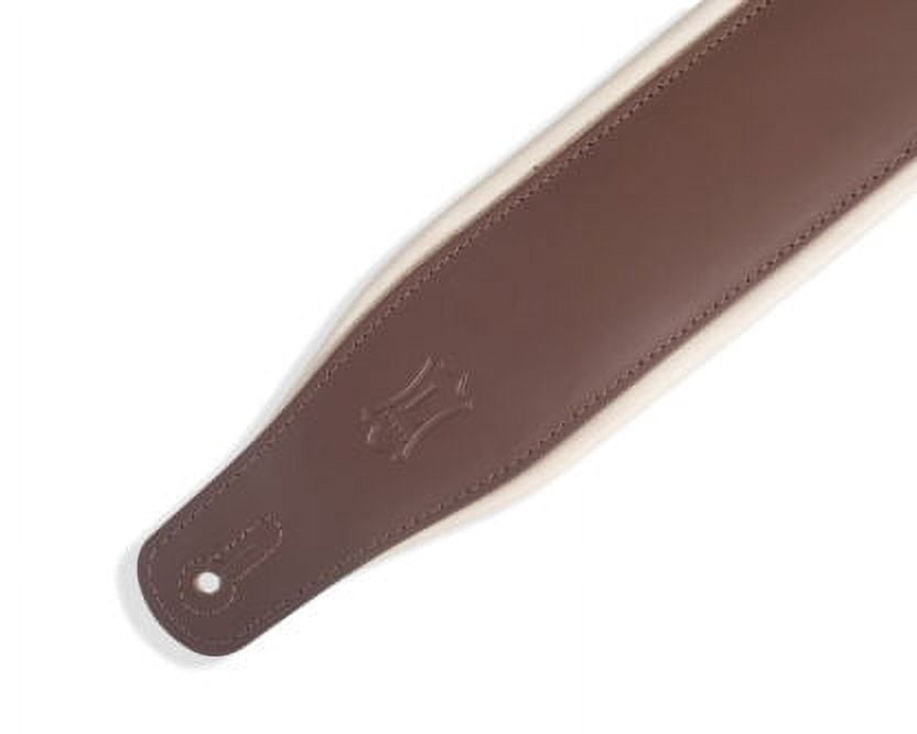 Levy's M26PD 3" Wide Top Grain Leather Guitar Strap Brown Cream