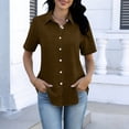 thumbnail image 3 of Posijego Women's Button down Shirts Rolled Short Sleeve Collared Casual Shirt Business Office Work Shirts Womens Clothes, 3 of 5