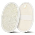 thumbnail image 1 of Guante exfoliante corporal natural de tela de rizo y luffa para spa, 1 of 7