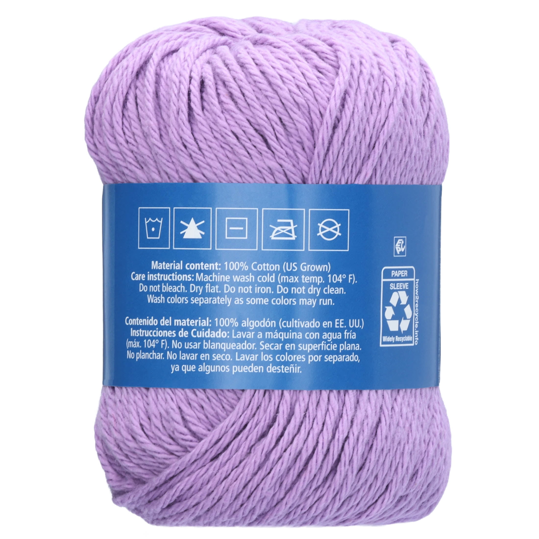 Hello Hobby Size 4 Medium Weight Cotton Violet Yarn, 2.5 oz, 120 yds