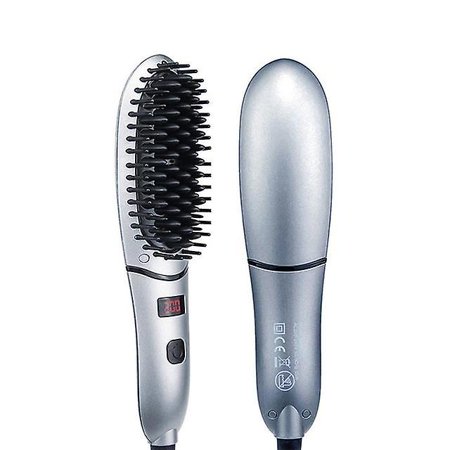 Electric beard hair straightener comb ptc ceramic heated brushe lcd 360 ...