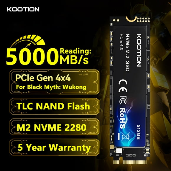 KOOTION NVMe M2 SSD 1TB 512GB Internal Solid State Hard Drive M.2 PCIe 4.0x4 2280 SSD Disk for PS5 Laptop PC X16