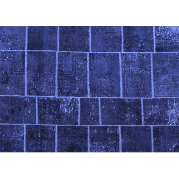 Ahgly Company Indoor Rectangle Patchwork Blue Transitional Area Rugs, 4' x 6'