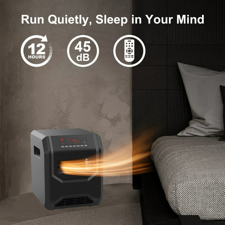 SYNGAR Small Space Heater, 750/1500W Fast Heating, Digital Style Infrared  Heater for Office, Bedroom, Indoor Use, Portable Electric Heater with  Thermostat, Remote, 3 Modes, 12H Timer, Black - Walmart.com