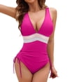 thumbnail image 1 of FhsagQ Red Swimsuit Sets for Women Crotchless Bathing Suit for Women Swimsuits V Neck Adjustable Drawstring Straps Swimming Suits Swimsuit Sets for Women Crotchless Bikini M, 1 of 3