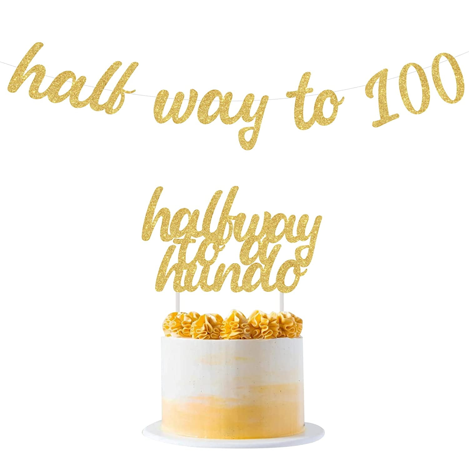 Funny 50th Birthday Decorations for Men Women, Half Way To 100 Banner