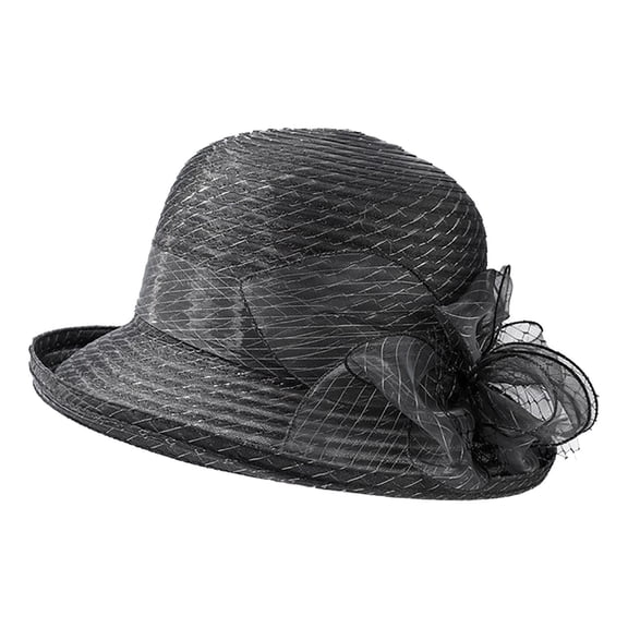 Vintage Mesh Cloche Hat With 3D Floral Ornament Ladies Breathable Outdoor Vacation Sun Protection Formal Hat