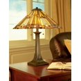 thumbnail image 2 of 2-Light Tiffany Table Lamp with Linear Bronzed Base with Geometric Art Glass Panel Shade 15.5 inches W X 25 inches H Bailey Street Home 71-Bel-619926, 2 of 4