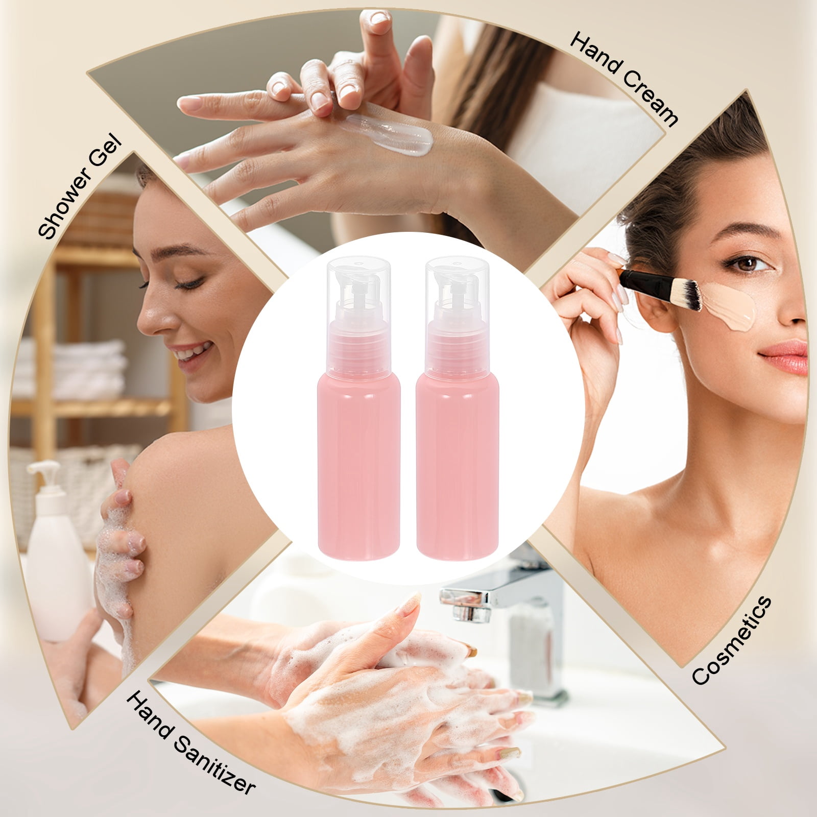 Uxcell 10Pcs Travel Pump Bottle, Empty Pump Bottle Dispenser, 1.7oz Clear Pink