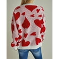 thumbnail image 3 of Sweaters for Women Valentine Day Heart Print Color Block Crewneck Sweaters Casual Long Sleeve Warm Knitted Sweaters Pullover Sweaters Tops Alsol Lamesa, 3 of 6