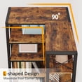 thumbnail image 3 of IRONCK 6-Tier Corner Shelf, Industrial L-shaped Display Bookshelf, Freestanding Bookcase for Living Room Home Office, Brown, 3 of 6