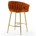 thumbnail image 3 of [Set of 2] 26'' Counter Height Bar Stools Kitchen Island Counter Bar Stool with Hand- Wave Back, Golden Chromed Base and Footrest, 3 of 10