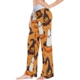 thumbnail image 2 of Women's Ghost Pumpkins Orange Pajama Pants, Casual Pajama Bottoms Lounge Pants Wide Leg, 2 of 7