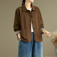 thumbnail image 6 of wdsxpo Womens Oversized Barn Jacket Button Down Notch Lapel Jackets Fall Color Block Vintage Lightweight Trench Coat with Pockets, 6 of 8