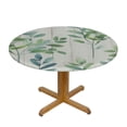 thumbnail image 3 of WYYP  Round Fitted Tablecloth Rustic Leaves Farm Wooden Leaf Table Cloth with Elastic Edged Waterproof Wipeable Round Table Cover for Patio Parties Outdoor Decor White, 3 of 7