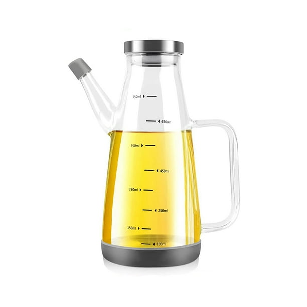 Botella Grande de Aceite de Vidrio de Alto Borosilicato para Cocinar, Vinagrera Dispensadora de Aceite y Vinagre de 25 Onzas con Base de Silicona Antideslizante