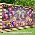 thumbnail image 3 of Happy 10th Birthday Backdrop Purple Pink Balloons 10th Birthday Photography Background for Girls Colorful Glitter Diamond Crown 10 Years Old Birthday Party Decorations Banner Photo Booth Props, 3 of 5