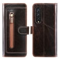 thumbnail image 2 of Samsung Galaxy Z Fold3 5G Wallet Case with Zipper Pocket, Dteck Magnetic Buckle Retro Leather Business Wallet Phone Case Stand Flip Cover for Samsung Galaxy Z Fold 3 5G, 
Brown, 2 of 11