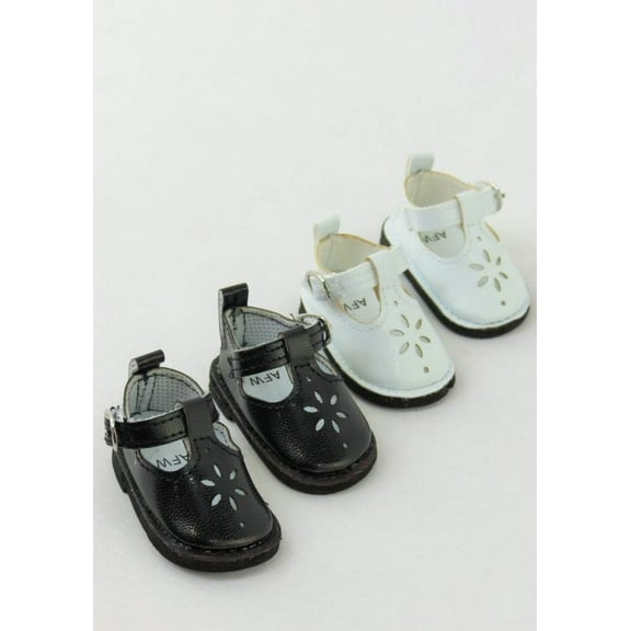 2 Pack of Mary Janes with Buckles White and Black For 14 Inch Dolls