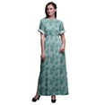 thumbnail image 1 of Bimba Rayon Artistic Leaf & Floral Smocked Waist Printed Gown Maxi Side Slit LadiesÂ&nbsp;Dress-XXX-Large, 1 of 6