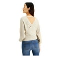 thumbnail image 2 of INC Womens Beige Glitter Textured Metallic Balloon Sleeve Surplice Neckline Sweater M, 2 of 2