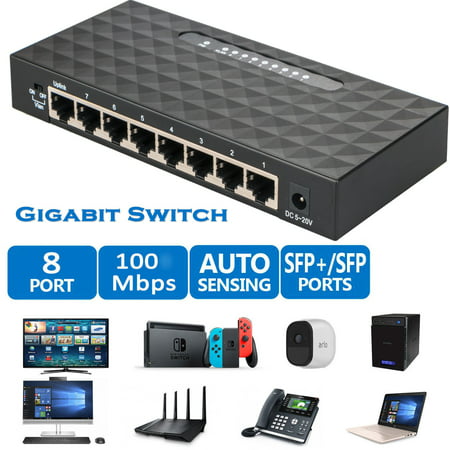 10/100/1000Mbps Full-Duplex Switch, 8 Port Gigabit Switch HUB LAN Gigabit Ethernet Desktop Network