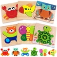thumbnail image 1 of Rompecabezas de Madera YONGSHENG para Niños Pequeños de 1 a 3 Años Paquete de 6 Animales, 1 of 5