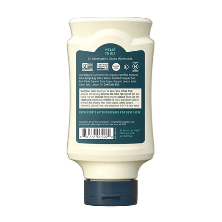 SIR KENSINGTON’S CLASSIC MAYONNAISE CONDIMENTS MADE WITH FREE-RANGE EGGS, 12 FL OZ SQUEEZE BOTTLE