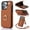 Brown, variant on Designed for iPhone 12 Pro / iPhone 12 6.1" Case Wallet with Card Holder for Women Girls, Crossbody Case with Lanyard Strap, Protective PU Leather Purse Case with Ring Holder Stand - Black