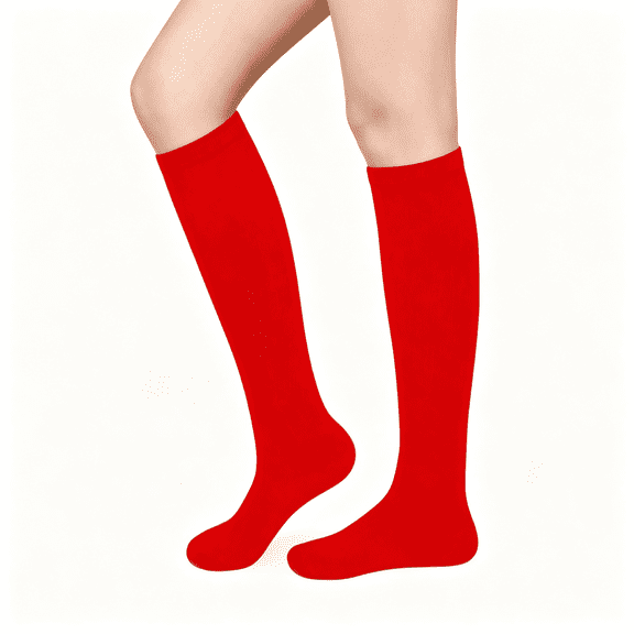 OQRKI Knee High Socks for Women Knee Socks Tube Socks Womens Athletic Socks Cotton Tall Socks Long Socks Knee High Stockings Comfortable Red Socks