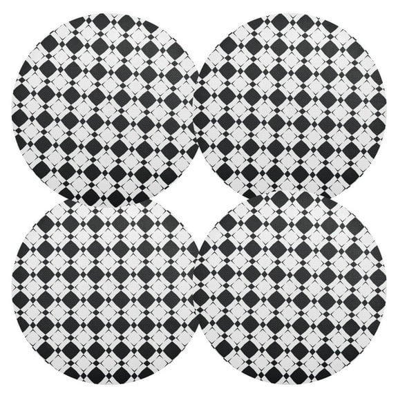 Ryvnso Black and White Checkered Round Plate Mats Dining Table Placemat Set of 4 for Holiday Decoration