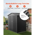 thumbnail image 3 of KFFKFF 6 x 4 FT Metal Outdoor Storage Shed with Lockable Doors & Ventilation, Peak Roof Design for Backyard, Garden, Patio, or Bike Storage, Gray, 3 of 9