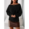 thumbnail image 4 of PRETTYGARDEN Women Off The Shoulder Sweater Fall Trendy Long Batwing Sleeve Knit Pullover Going Out Tops Winter Clothing, 4 of 10