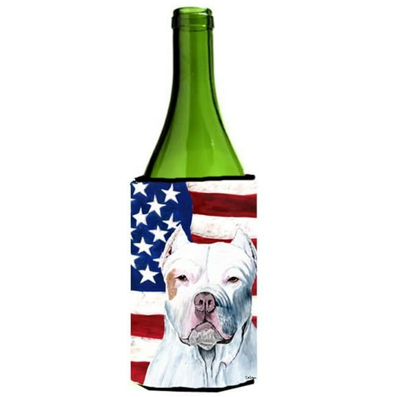 Usa American Flag With Pit Bull Wine bottle sleeve Hugger - 24 oz.