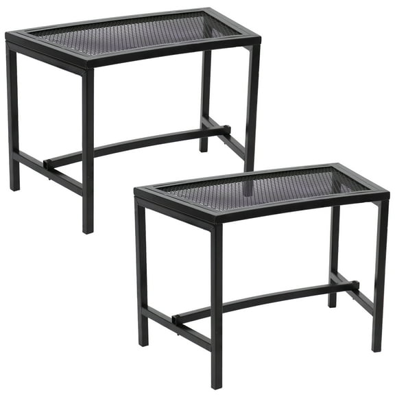 Sunnydaze Black Powder-Coated Steel Fire Pit Bench 2-Pack