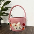 thumbnail image 2 of CoreLiving Pink Woven Rope Easter Basket Set, Durable Cotton Construction with Bunny Ears, Includes Patterned Gift Bags and Craft Ribbons for Easter Basket Stuffers, 2 of 7