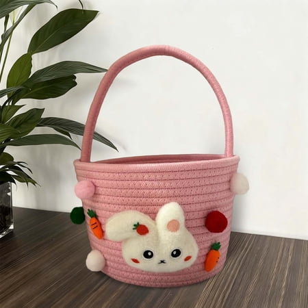 Easter Basket Easter Baskets with Handle Empty Bunny Egg Basket Easter Baskets Easter gifts basket Personalized 8 Hot Pink