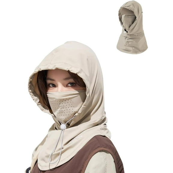 UV Face Cover UPF 50  Women Summer Face Covering Wide Brim Straw Ponytail Summer Sun Hat Outdoor Cycling Hiking