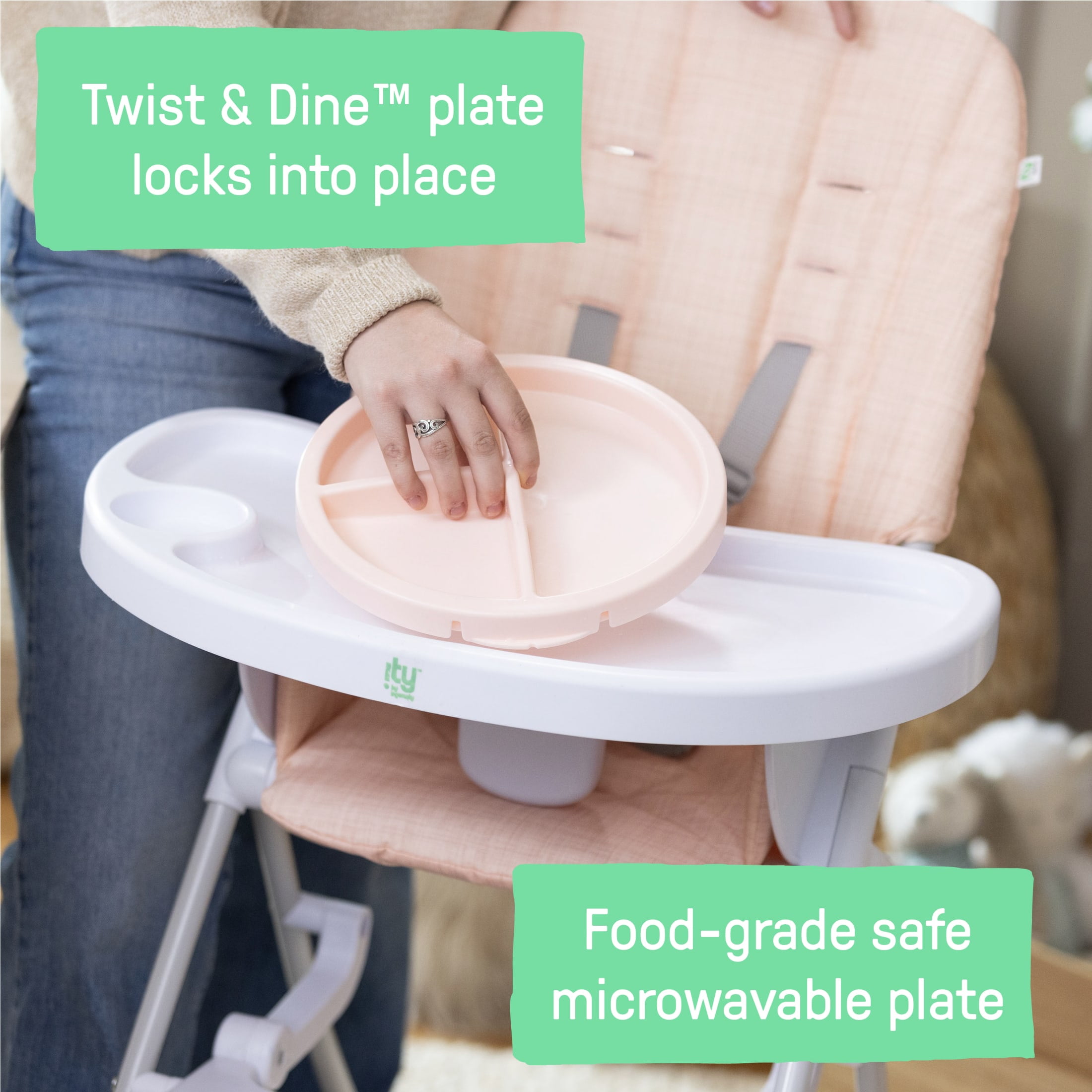 Ingenuity Sun Valley Compact Folding Baby High Chair - For Ages 6 Months and Up, Unisex - Pink