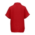 thumbnail image 5 of Linen Tops for Women Shawl Collar V Neck Short Sleeve Gauze Shirts Summer Lightweight Dressy Casual Blouses Red XXL, 5 of 6