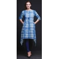 thumbnail image 4 of Bimba Blue Stripe Shibori Printed Tops For Women Asymmetric Kurti Summer Dress For Girls XXX-Large, 4 of 6