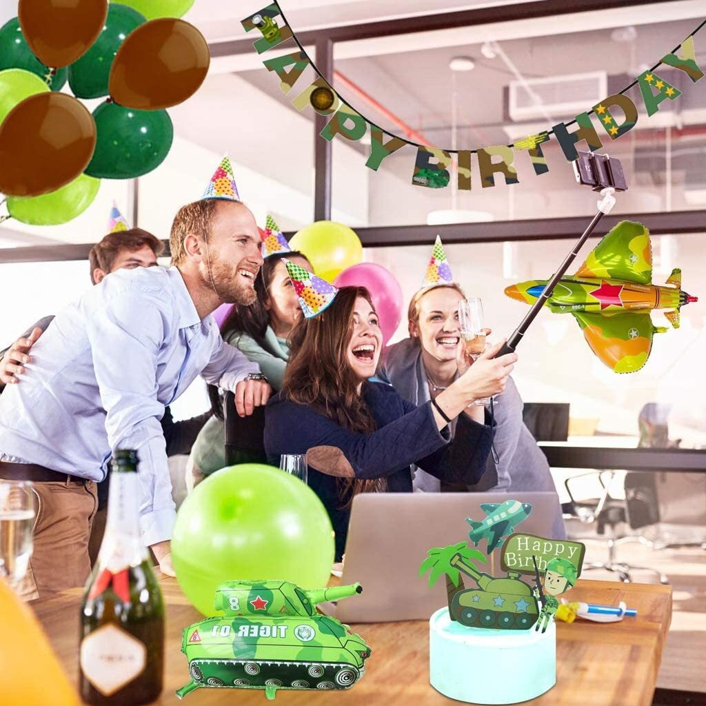 YANSION Boy Birthday Party Decoration Balloons, Tank Balloons, Army Tank Camouflage Balloons, Army Themed Party Decoration, Birthday Party Supplies and Decorations