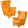 thumbnail image 1 of Nvzi 2 juegos de fundas elásticas de terciopelo para sofá de orejas, color liso, protector de muebles suave con parte inferior elástica, color naranja, 1 of 4