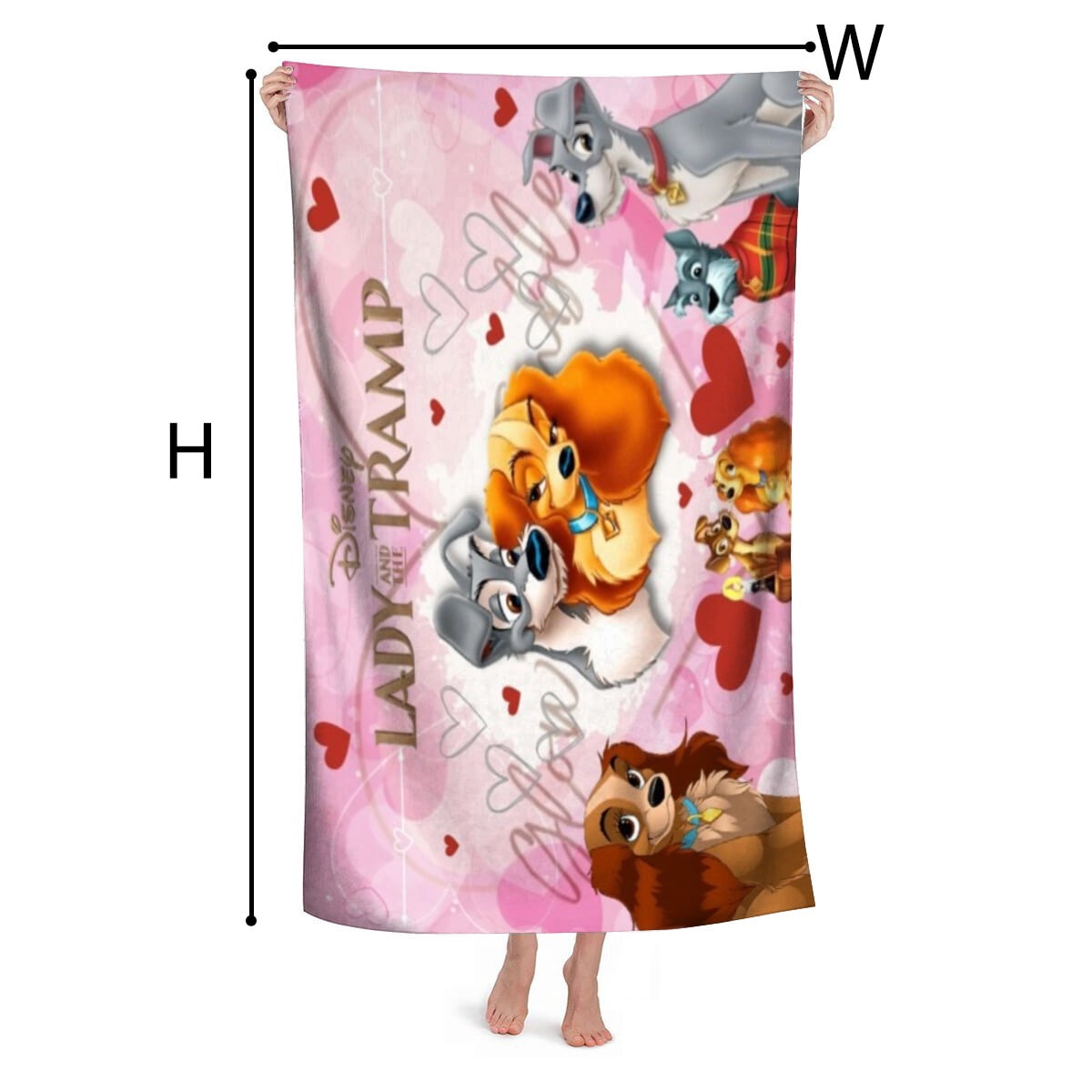Lady and the Tramp Gifts Beach Towel for Women Girl Birthday Inspired Fan Bath Outdoor Music Lover