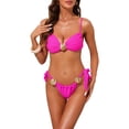 thumbnail image 1 of INSPIRAR CHIC Conjuntos de Bikini de Dos Piezas con Patrón de Escamas de Pescado y Concha para Mujeres, Tiras Ajustables, Parte Superior y Parte Inferior Triangular, Trajes de Baño, Rosa Rojo Mediano, 1 of 5