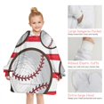 thumbnail image 6 of Red and White Striped Baseballs Pattern Blanket Hoodies for Kids 6-13YR Oversize Wearable Blanket Hoodies for Boys Girls Teens, 6 of 7
